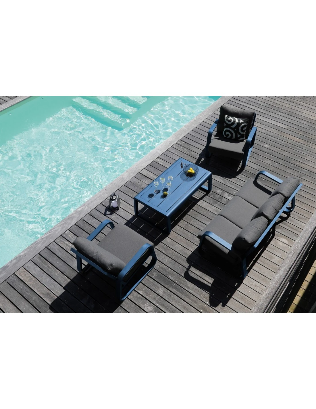 CanapĂ© Antonino 3 Places + Table - Bleu â Image 2