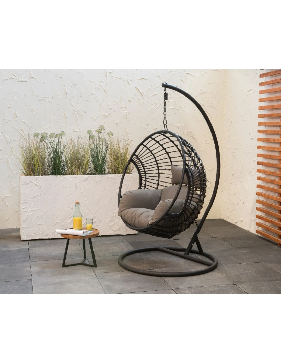 Fauteuil œuf Suspendu LONDON - Acier époxy Et Résine Tressée – Image 2