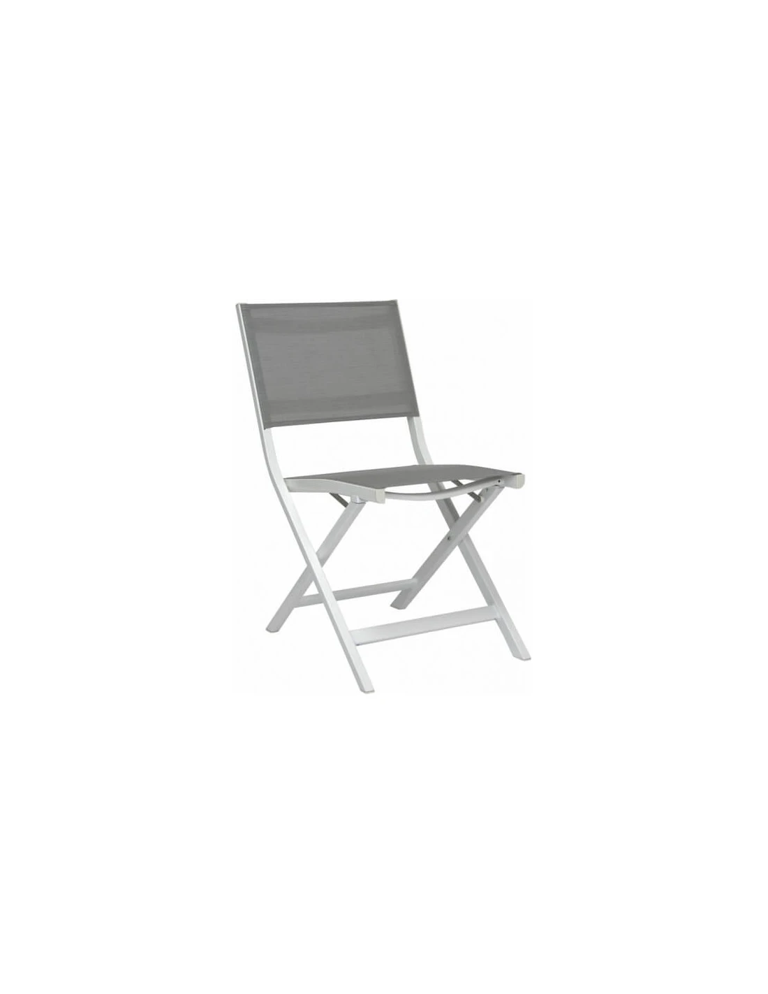 Chaise Pliante Nils - Blanc Textilène Gris Argent