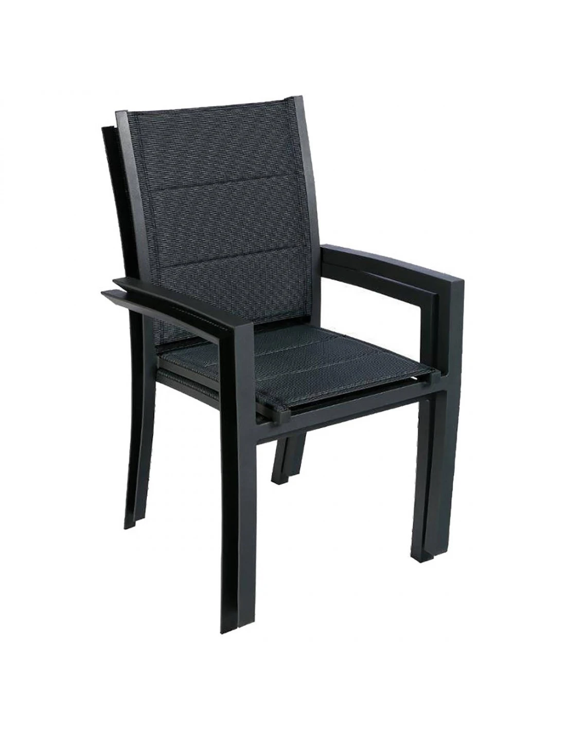 Fauteuil De Jardin Allure Empilable - Aluminium Et Texaline MatelassĂ©e - Graphite / Poivre â Image 2