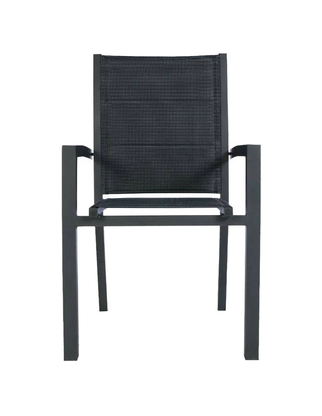 Fauteuil De Jardin Allure Empilable - Aluminium Et Texaline MatelassĂ©e - Graphite / Poivre â Image 5