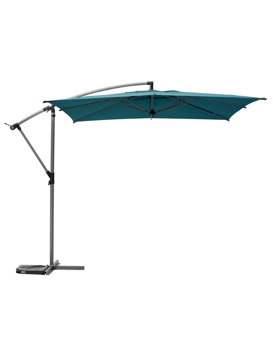 Parasol Déporté Carré Manoa 2.5x2.5 M - Acier Et Polyester - Bleu Canard – Image 2