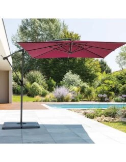 Parasol Déporté Carré Manoa 2.5x2.5 M - Acier Et Polyester - Bordeaux