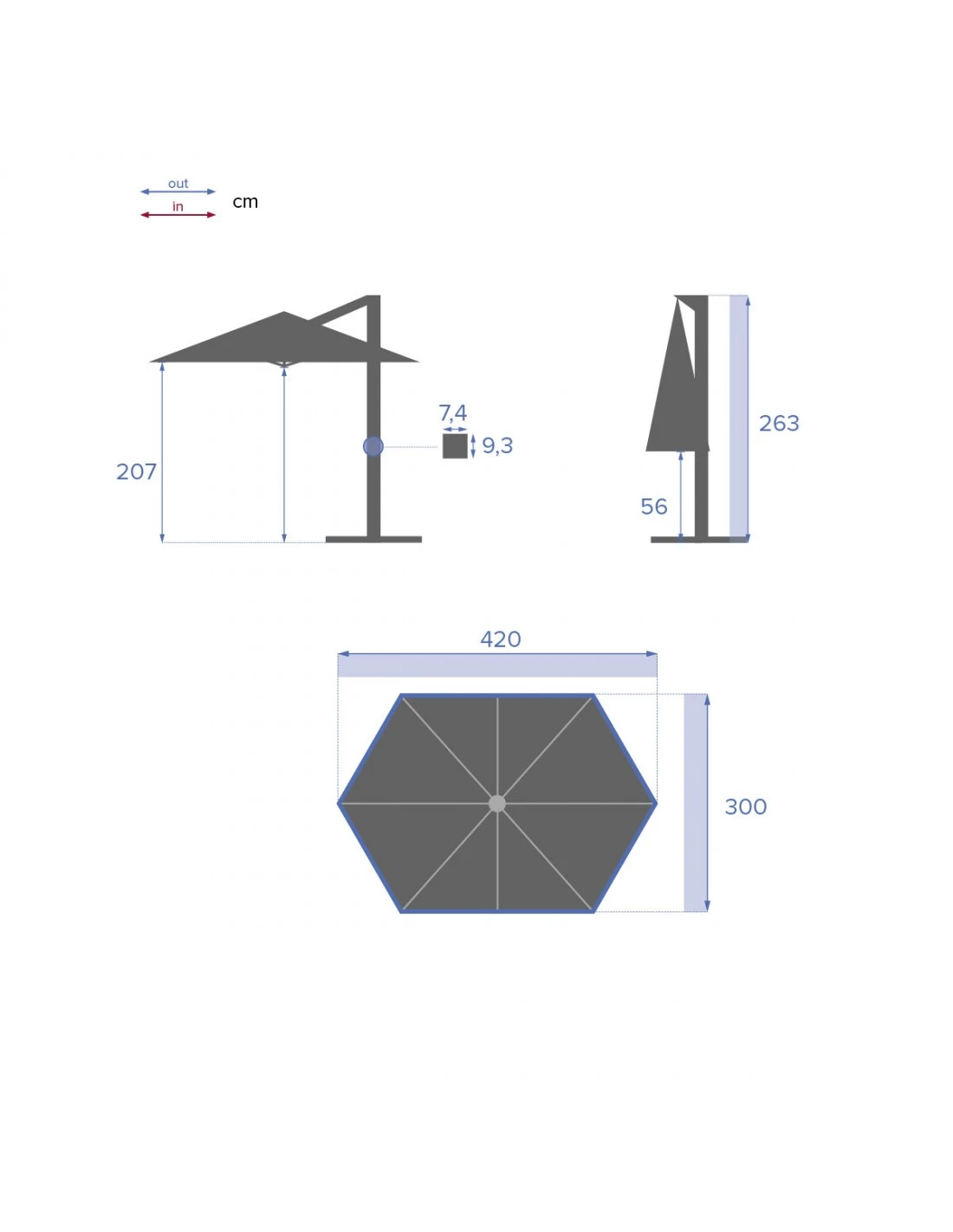 Parasol Déporté Eléa 4,2 X 3 M Hexagonal - Aluminium Et Toile Oléfine - Anthracite – Image 12
