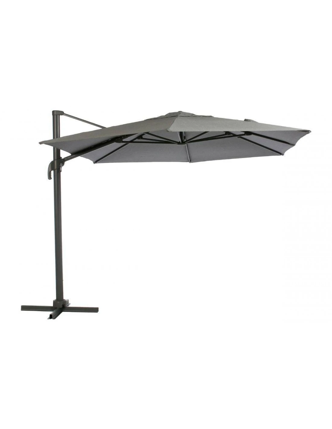 Parasol Déporté Eléa 4,2 X 3 M Hexagonal - Aluminium Et Toile Oléfine - Anthracite