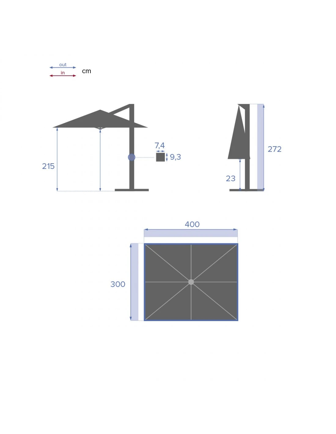 Parasol Déporté Eléa L.3 X P.4 M - Aluminium Et Toile Oléfine - Anthracite – Image 11