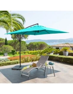 Parasol Déporté Janeiro Carré 2,5 X 2,5 M - Aluminium Et Toile Polyester - Emeraude