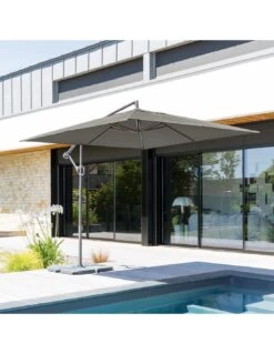 Parasol Déporté Janeiro Carré 2,5 X 2,5 M - Aluminium Et Toile Polyester - Gris Cendré