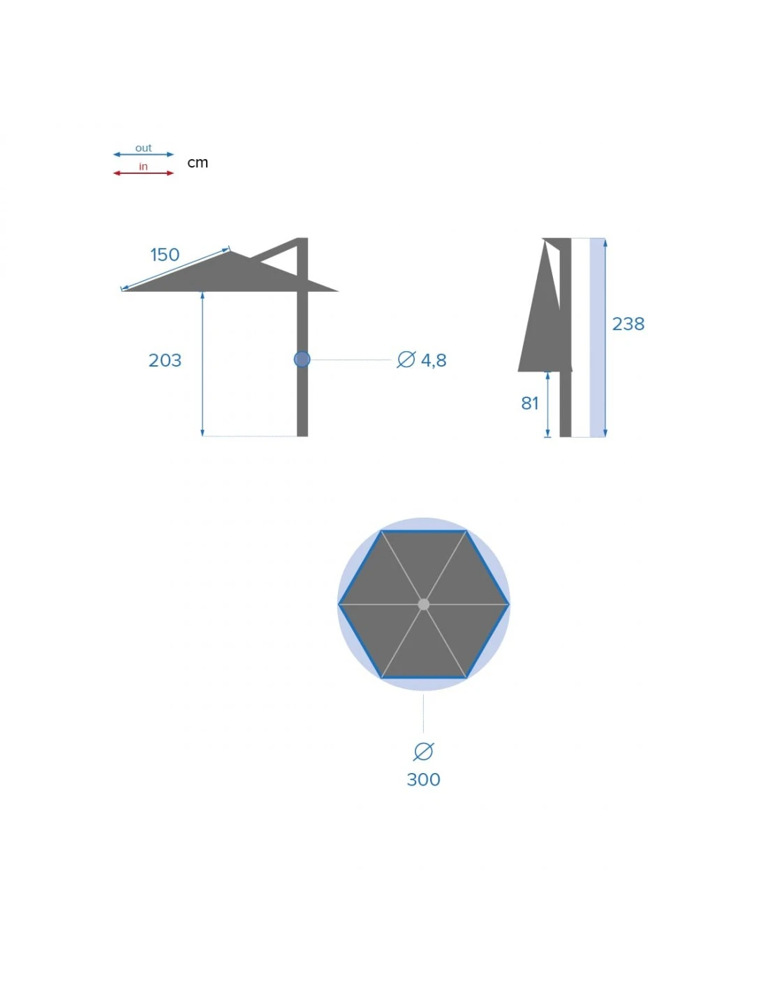 Parasol Déporté Janeiro Rond Ø3m - Aluminium Et Polyester – Image 8