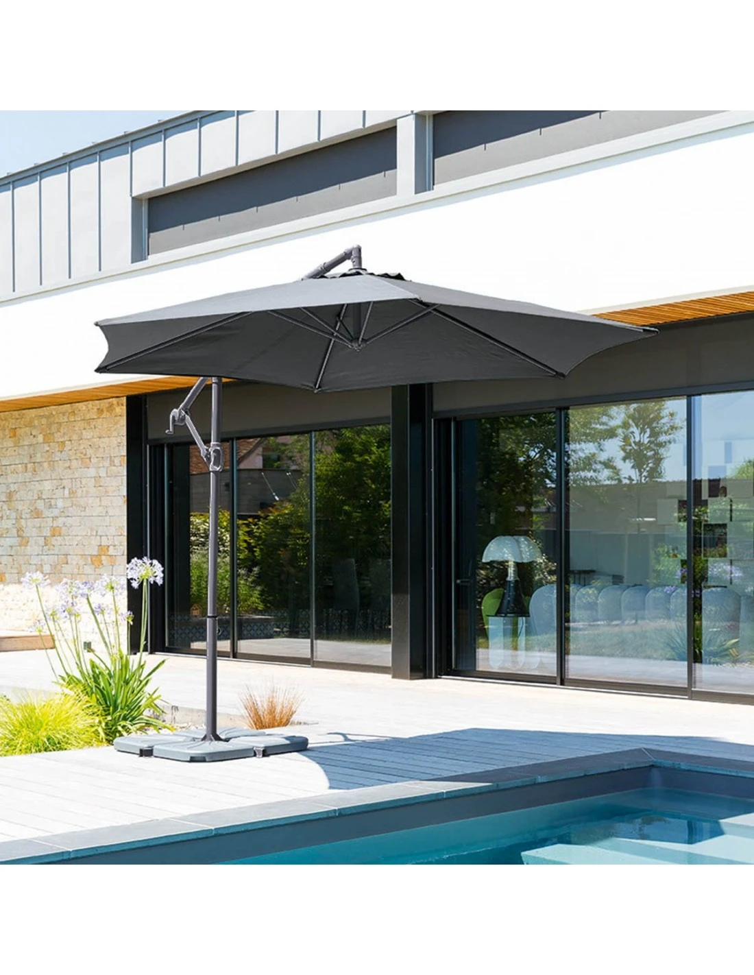Parasol Déporté Janeiro Rond Ø3m - Aluminium Et Polyester