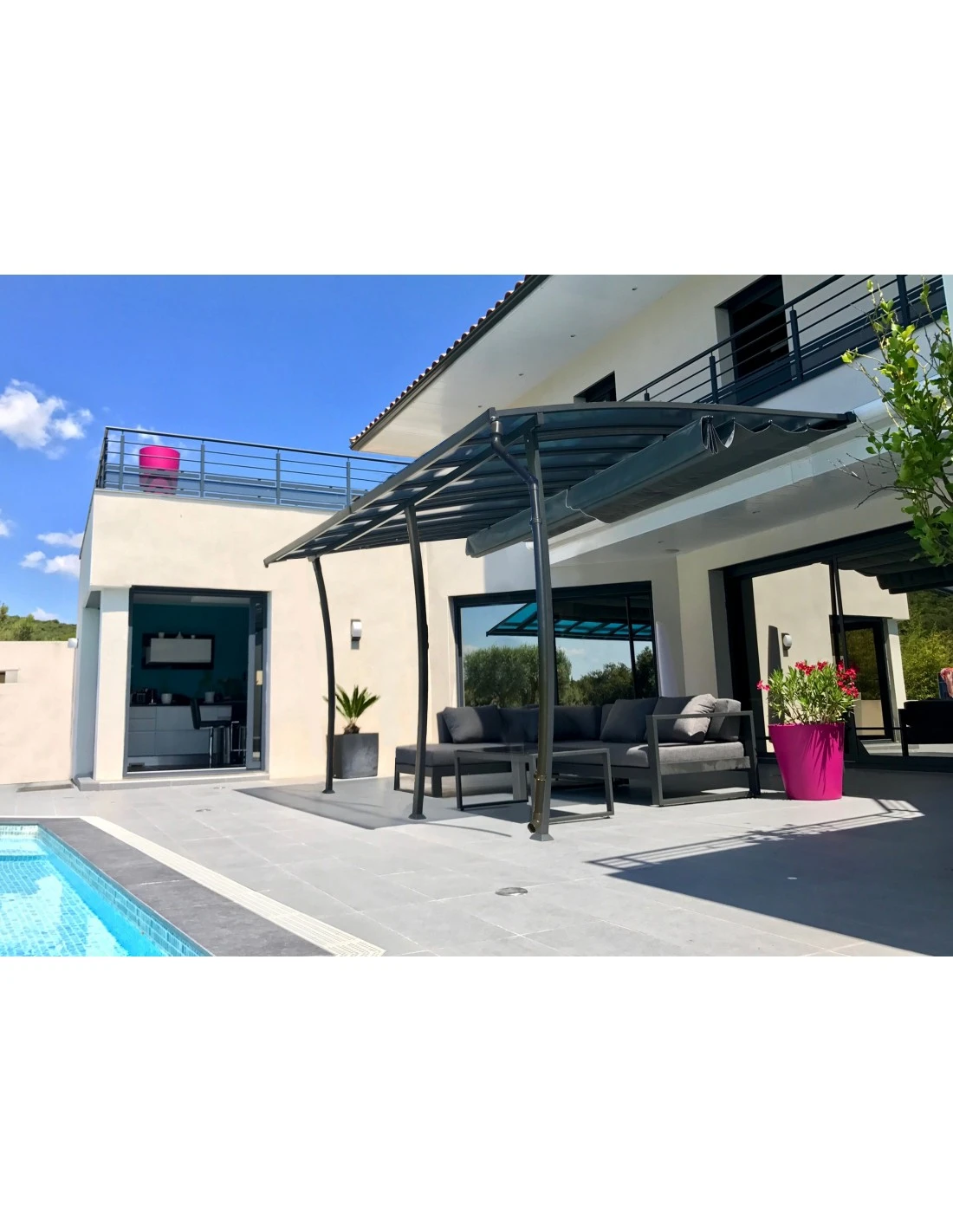 Pergola Adossée Stockholm 3.5 X 6 M - Polycarbonate, Acier, Aluminium