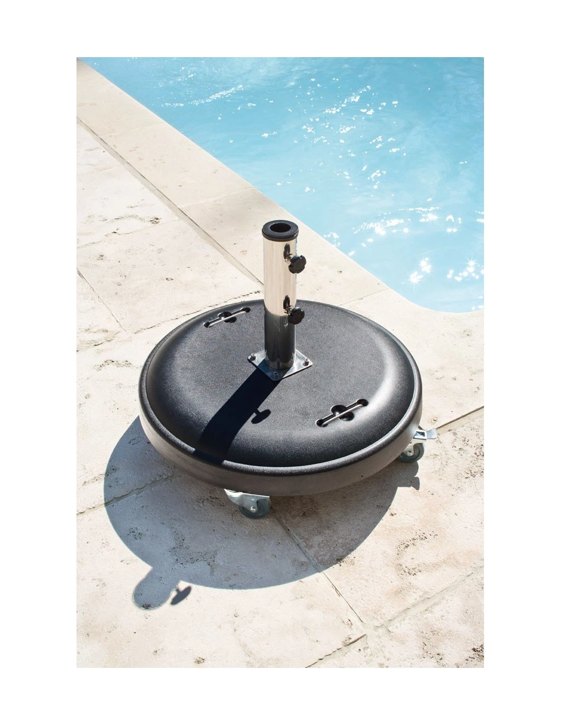 Pied De Parasol Béton 50 Kg Noir - Acier Inoxydable Et Béton – Image 2