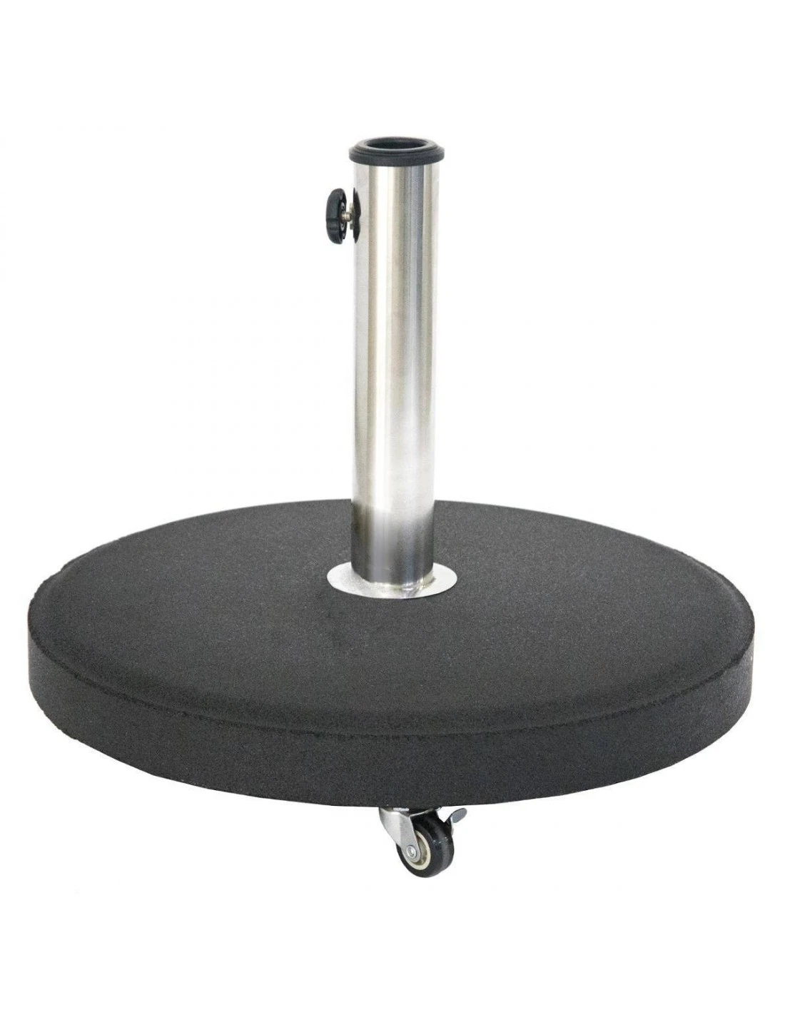 Pied De Parasol Noir Béton Rond 25 Kg - Mât Inox