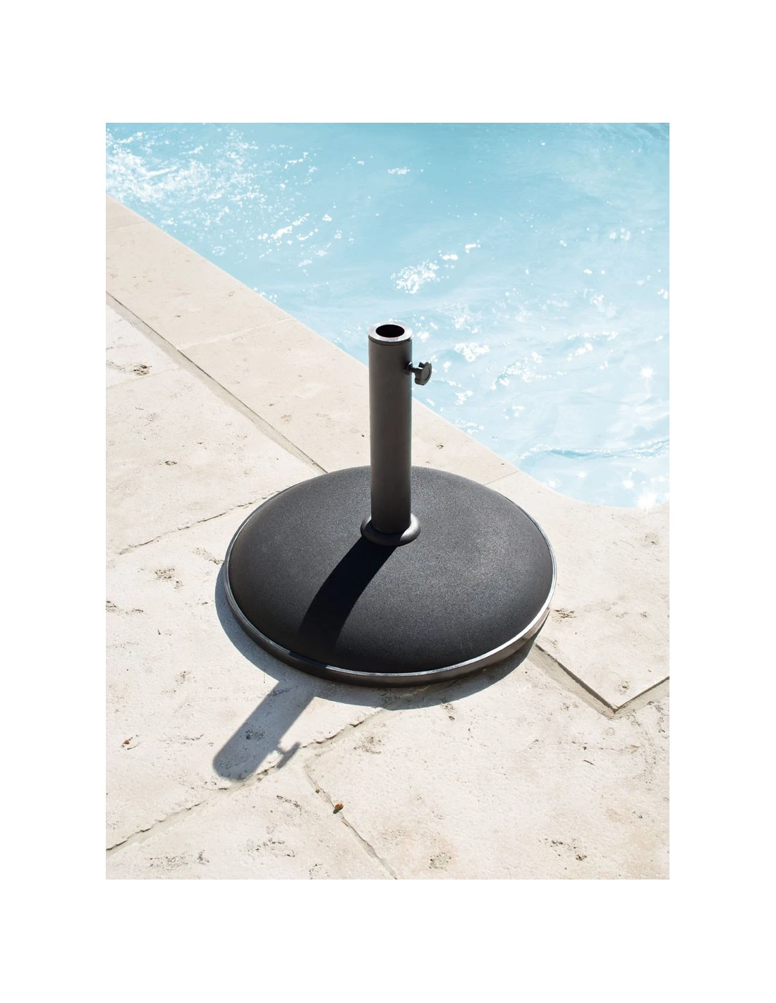 Pied De Parasol Noir Béton Rond 25kg - Béton Acier Traité époxy – Image 2