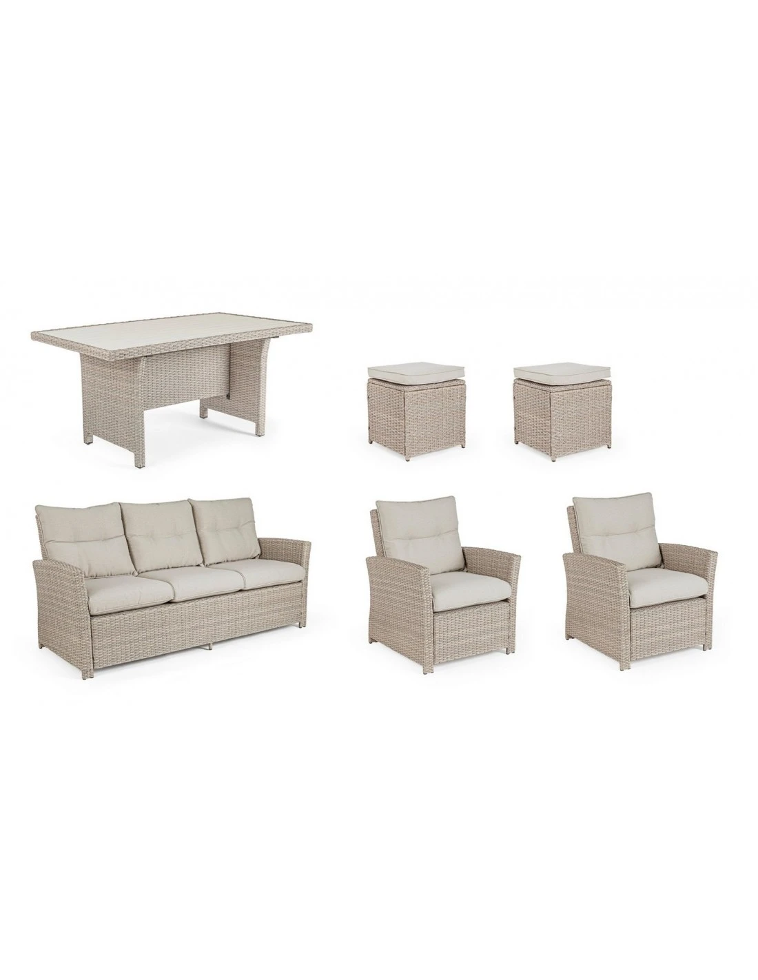 Salon De Jardin Ariel - 7 Places - Résine Synthétique Naturel – Image 4