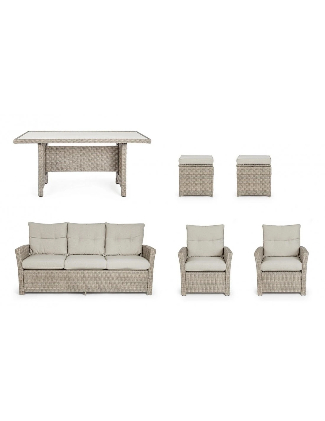 Salon De Jardin Ariel - 7 Places - Résine Synthétique Naturel – Image 5