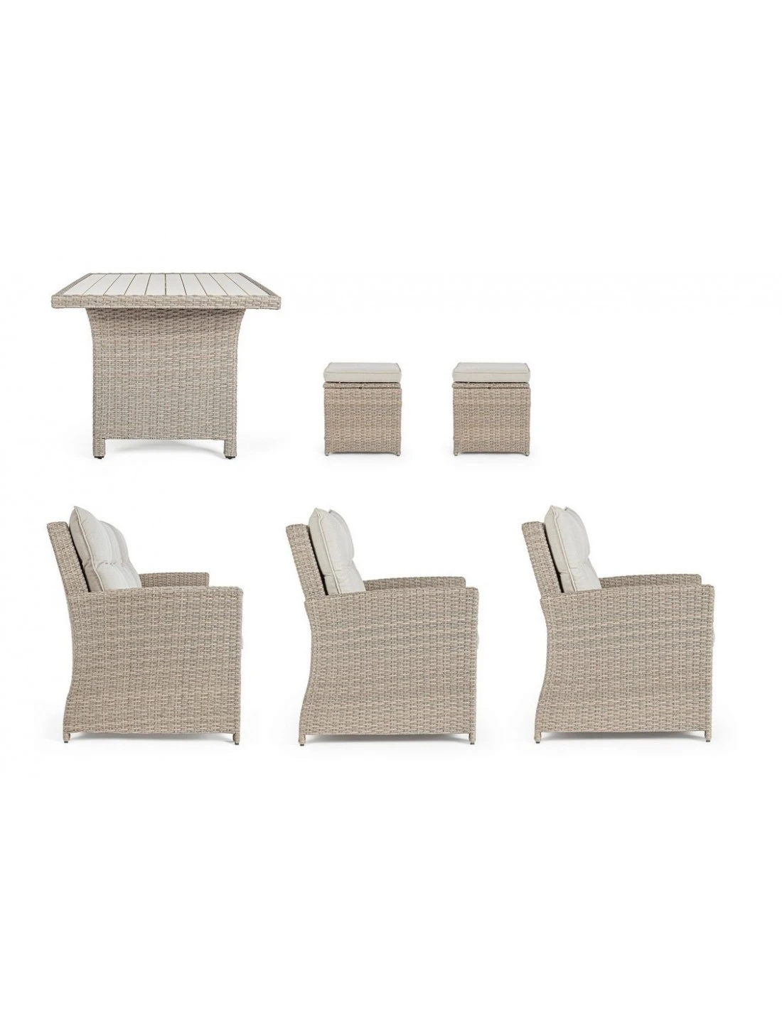 Salon De Jardin Ariel - 7 Places - Résine Synthétique Naturel – Image 6