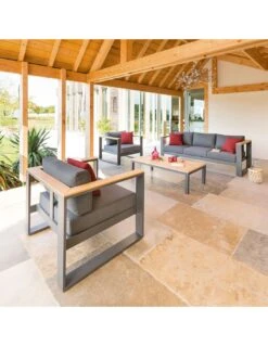 Salon De Jardin Emperia Graphite 5 Places - Aluminium Et Acacia