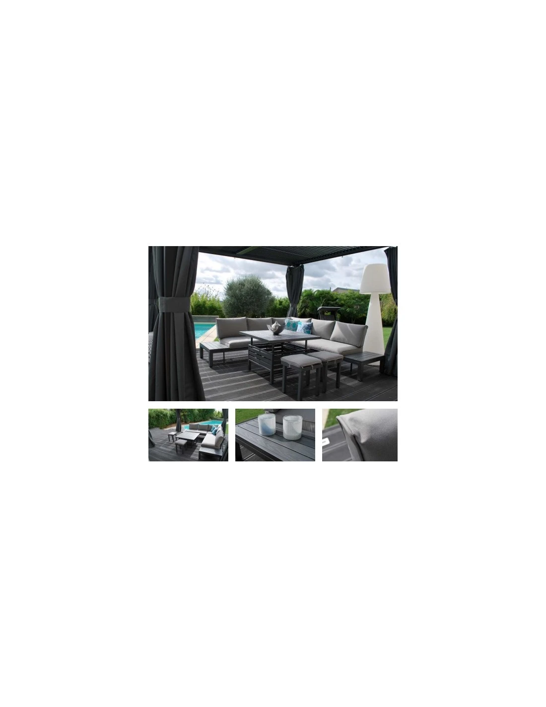 Salon De Jardin Lanza D'angle 7 Personnes - Aluminium - MWH â Image 2