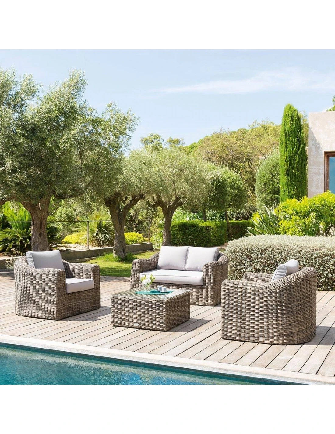 Salon De Jardin Mooréa - 4 Places - Aluminium Et Résine - Naturae