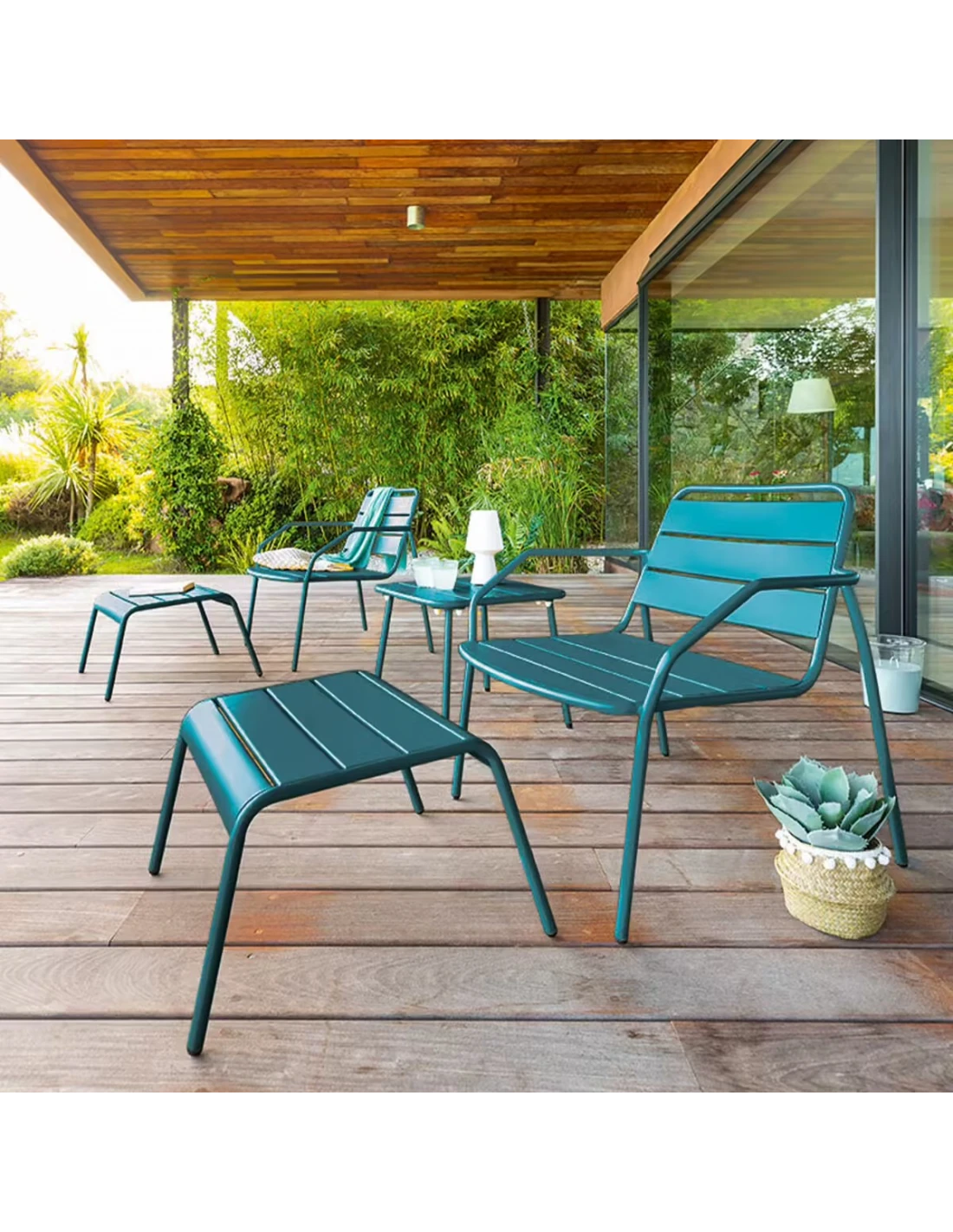 Salon Duo Relax Phuket 2 Places - Acier Ă©poxy - Bleu Canard â Image 2