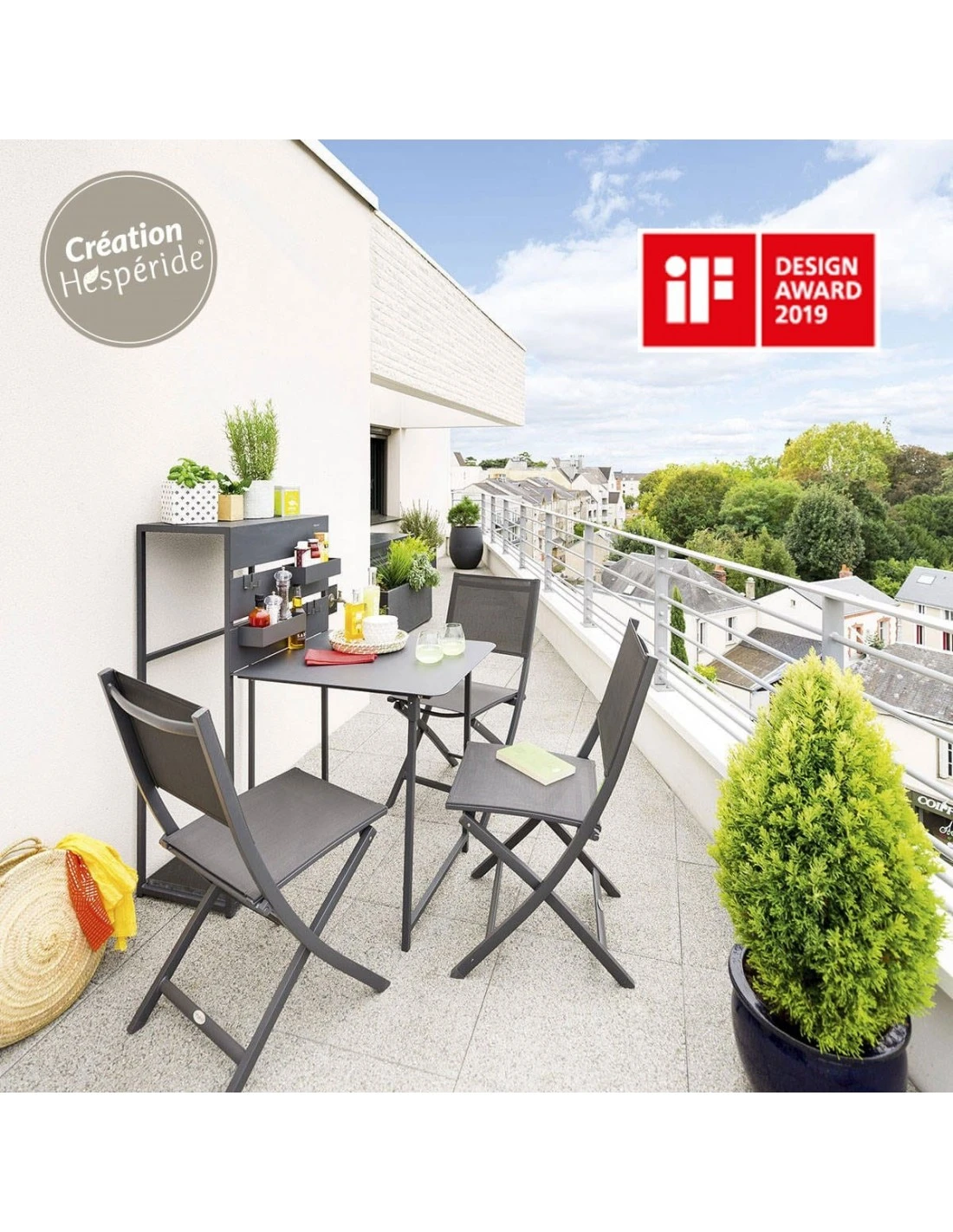 Table Balcon Fira - Plateau Rabattable - L.60 X P.36/106 X H.120 Cm – Image 2