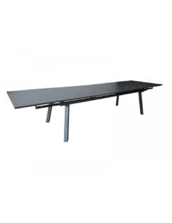 Table De Jardin Extensible Agra 240/300/360 X 100 Cm Alu/Verre - Graphite/Gris