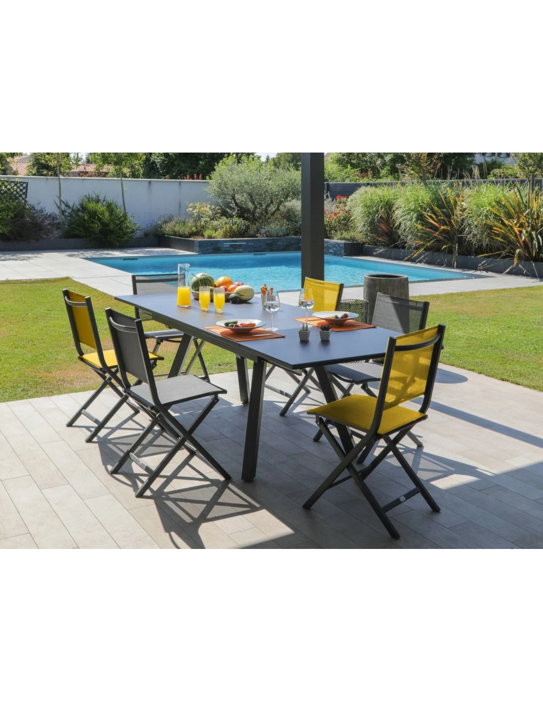 Table De Jardin AGRA Extensible 150/200/250 Cm - Aluminium Et Verre - Graphite / Gris â Image 2