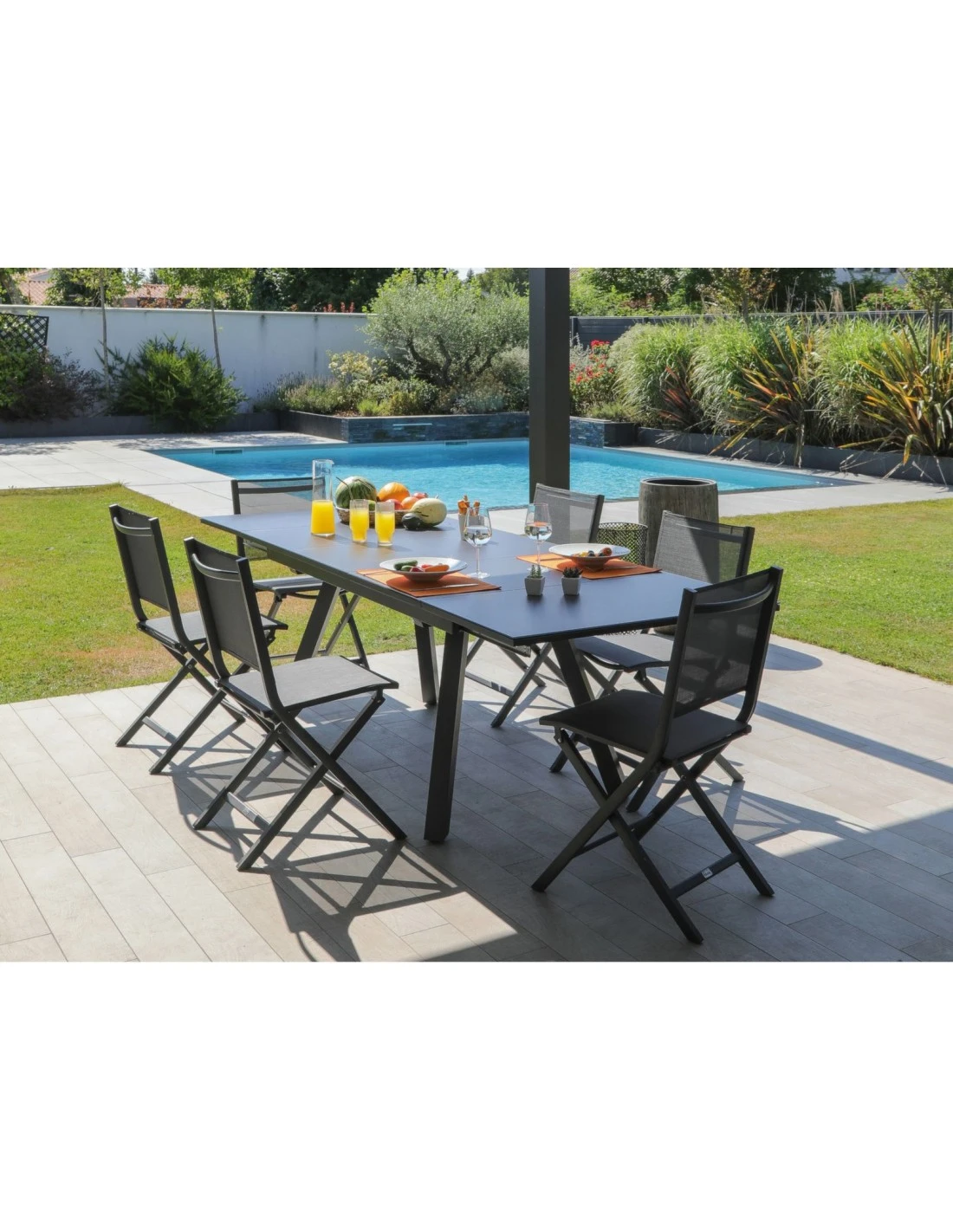 Table De Jardin AGRA Extensible 150/200/250 Cm - Aluminium Et Verre - Graphite / Gris â Image 4