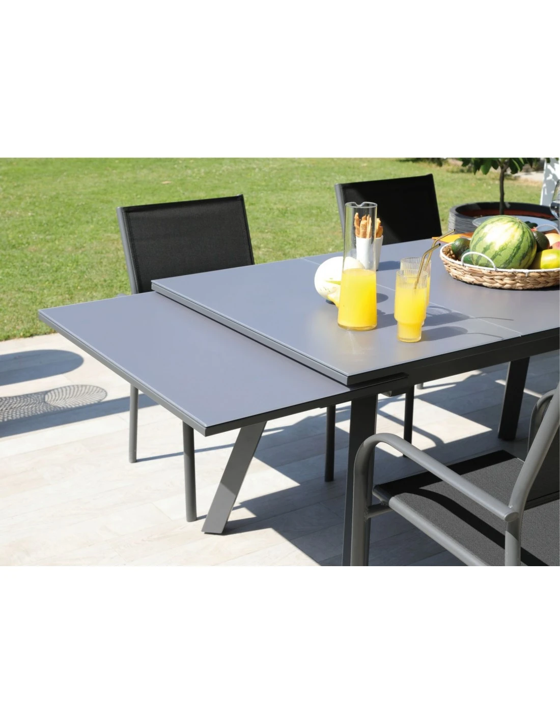 Table De Jardin AGRA Extensible 150/200/250 Cm - Aluminium Et Verre - Graphite / Gris â Image 5