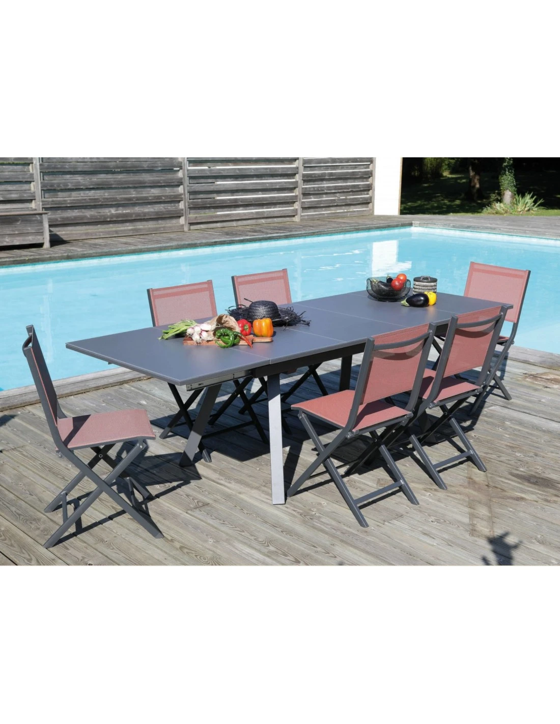 Table De Jardin AGRA Extensible 150/200/250 Cm - Aluminium Et Verre - Graphite / Perle – Image 6