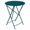 Table De Jardin Bistro D.60 Cm - Métal Ronde Pliante - Bleu Acapulco