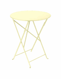 Table De Jardin Bistro D.60 Cm - Métal Ronde Pliante - Citron Givré