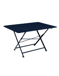 Table De Jardin Cargo 128x90 Cm En Métal Rectangle Pliante - Bleu Abysse