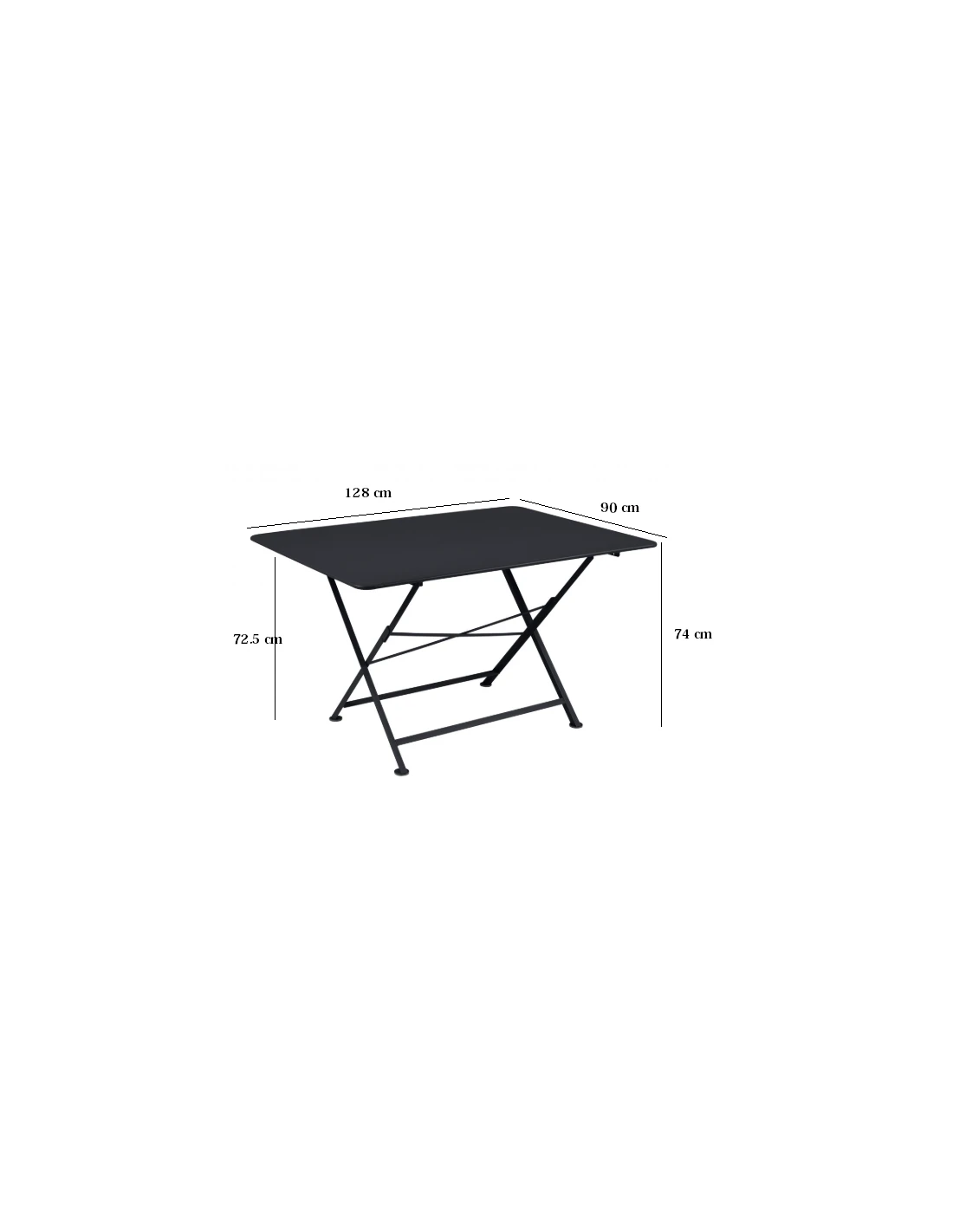 Table De Jardin Cargo 128x90 Cm En Métal Rectangle Pliante - Bleu Acapulco – Image 3