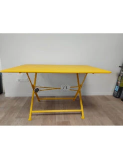 Table De Jardin Cargo 128x90 Cm En Métal Rectangle Pliante - Miel