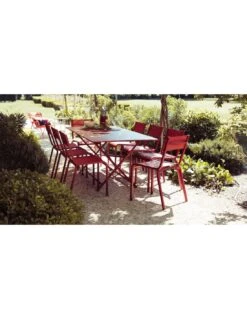 Table De Jardin Cargo 190x90 Cm - Métal Rectangle Pliante - Gris Argile