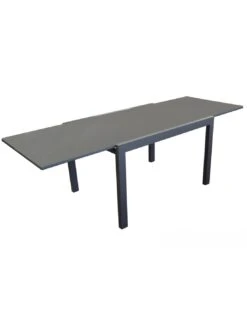 Table De Jardin Elise Extensible - 8 Ă 12 Places - Aluminium Et Verre - Graphite / Gris