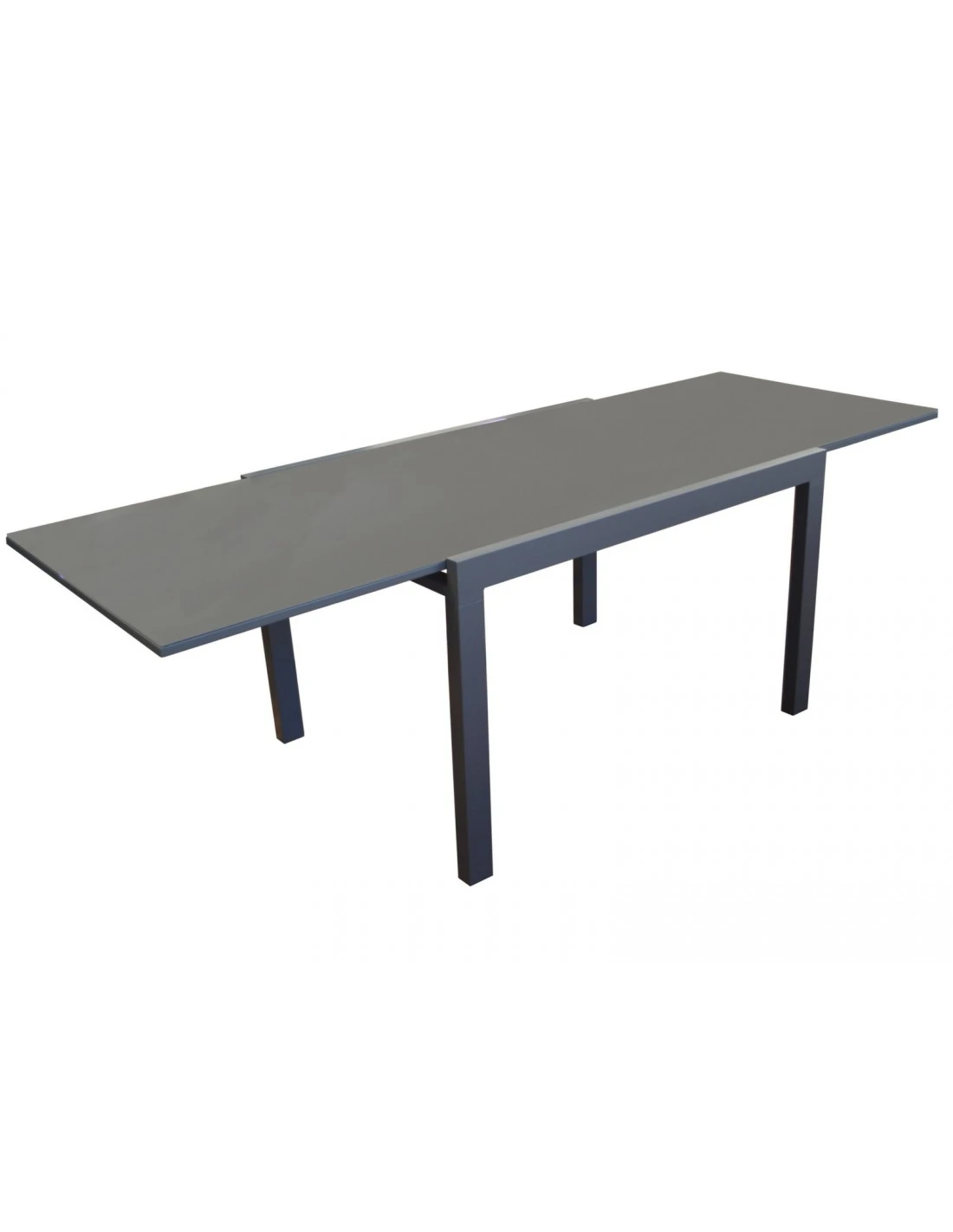 Table De Jardin Elise Extensible - 8 Ă 12 Places - Aluminium Et Verre - Graphite / Gris