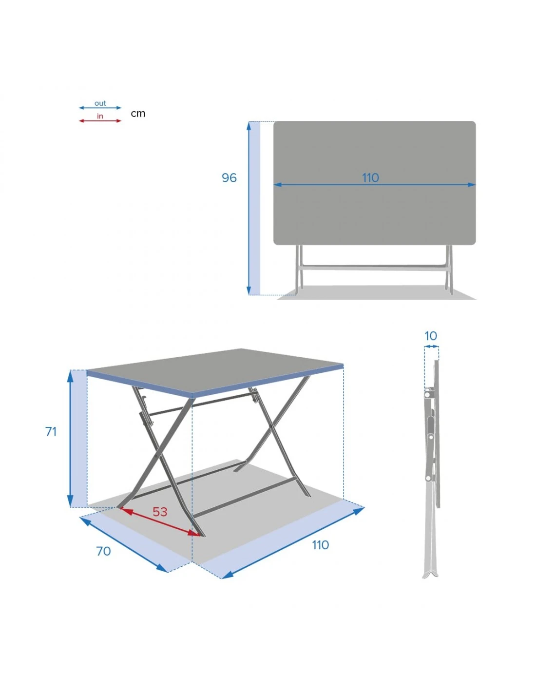 Table De Jardin Rectangle Greensboro Pliante 4 Places - Groseille â Image 2