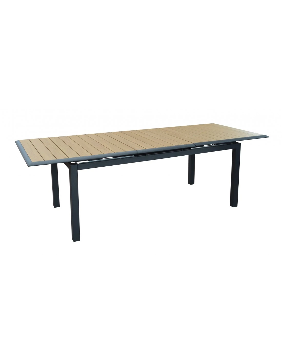 Table Louisiane II Extensible - Aluminium Graphite Plateau OAK - L.147/187 X L.80 X H.76 Cm – Image 3