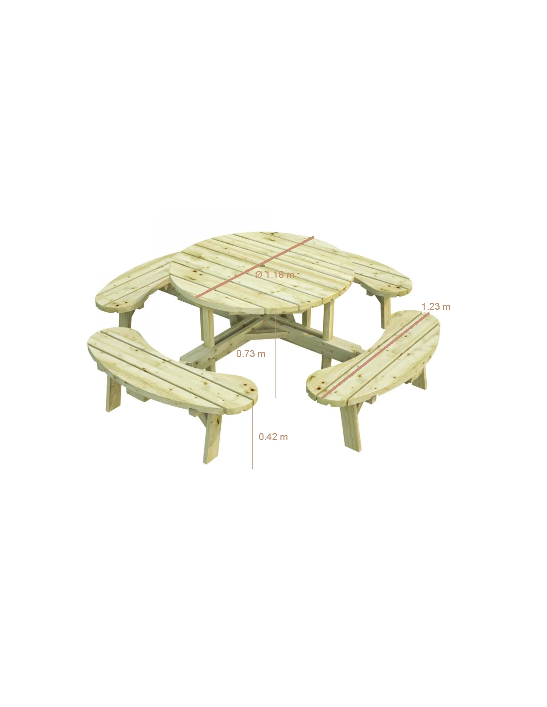 Table Pique-nique Oscar 231 X 231 Cm TraitĂ©e Autoclave Vert â Image 2