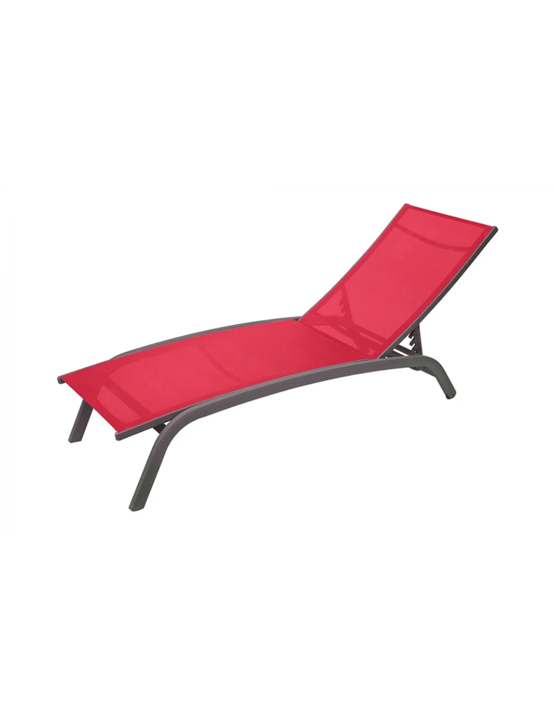 Transat Bonao 4 Positions - Aluminium Et Texaline - Graphite / Grenade