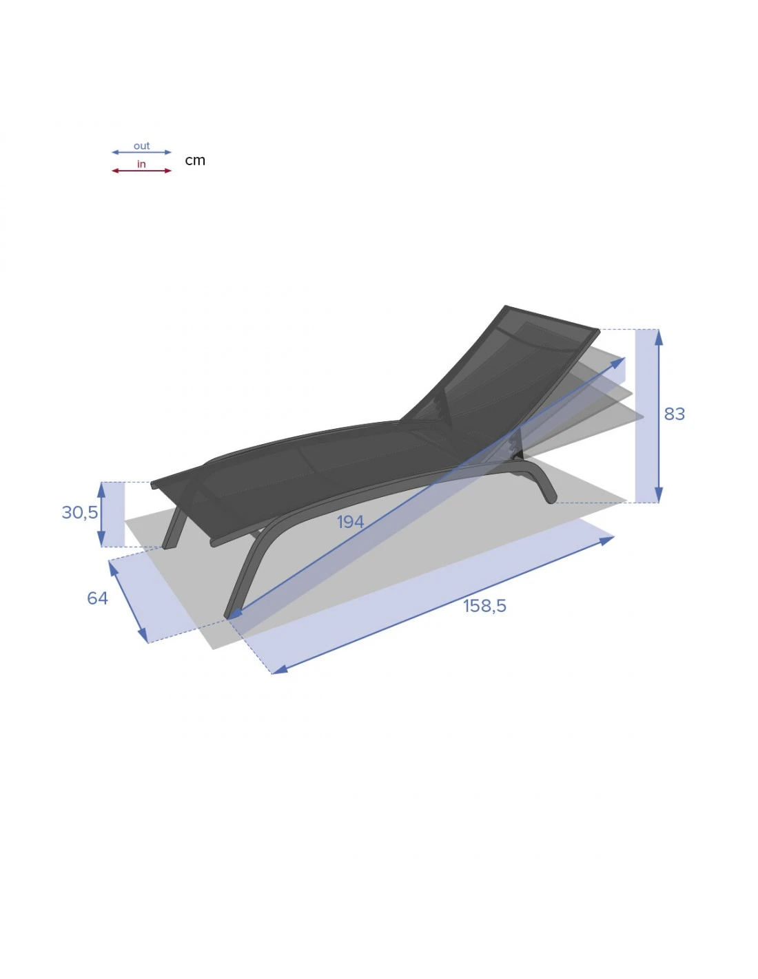 Transat Bonao 4 Positions - Aluminium Et Texaline - Silver / Taupe – Image 5