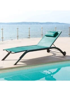 Transat De Jardin Milenio - 5 Positions - Aluminium Et Texaline - Graphite / Émeraude