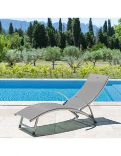 Transat Pliant Samba - 4 Positions - Aluminium Anodisé - Taupe